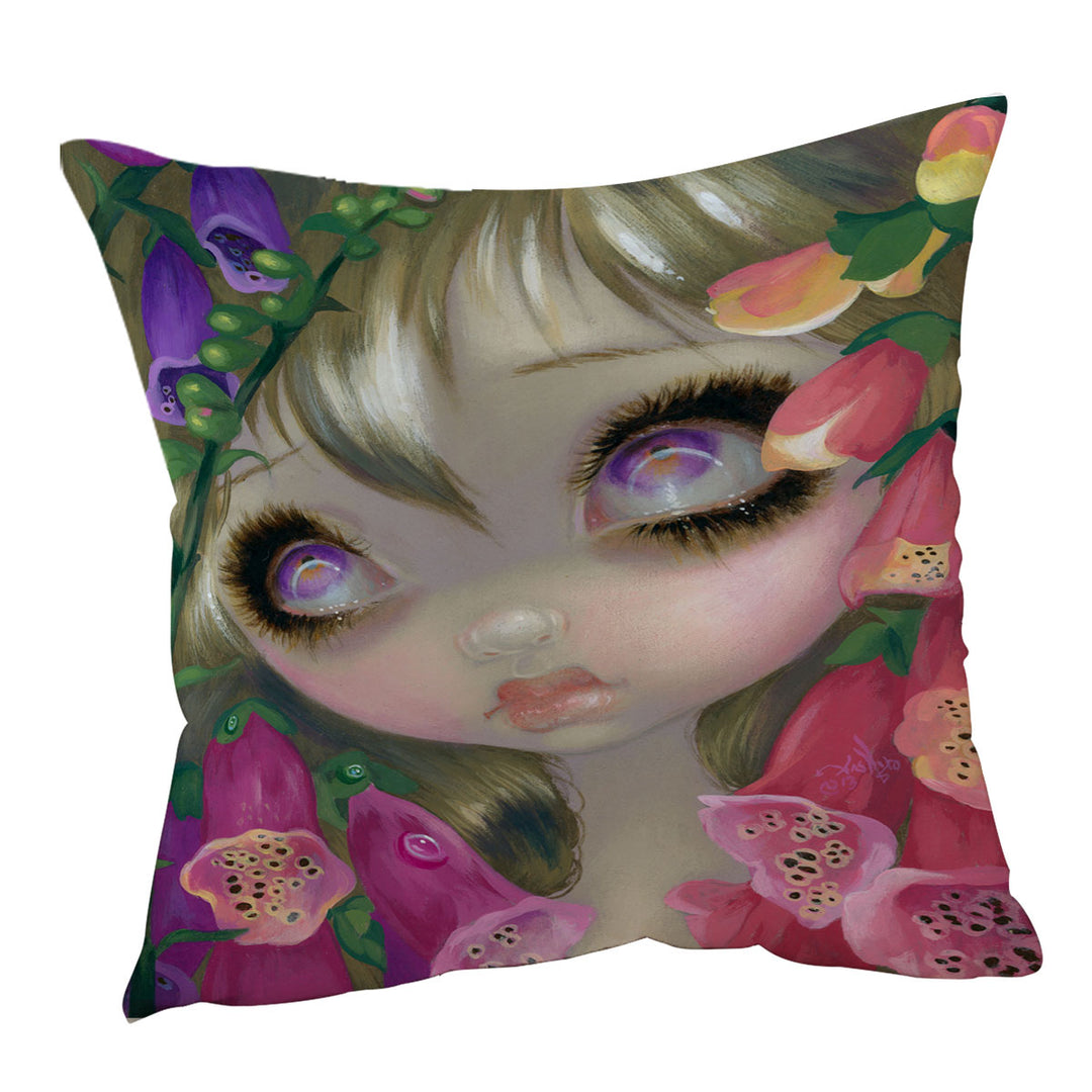 Foxgloves Cushion Covers Poisonous Beauties Foxgloves Girl with Flowers