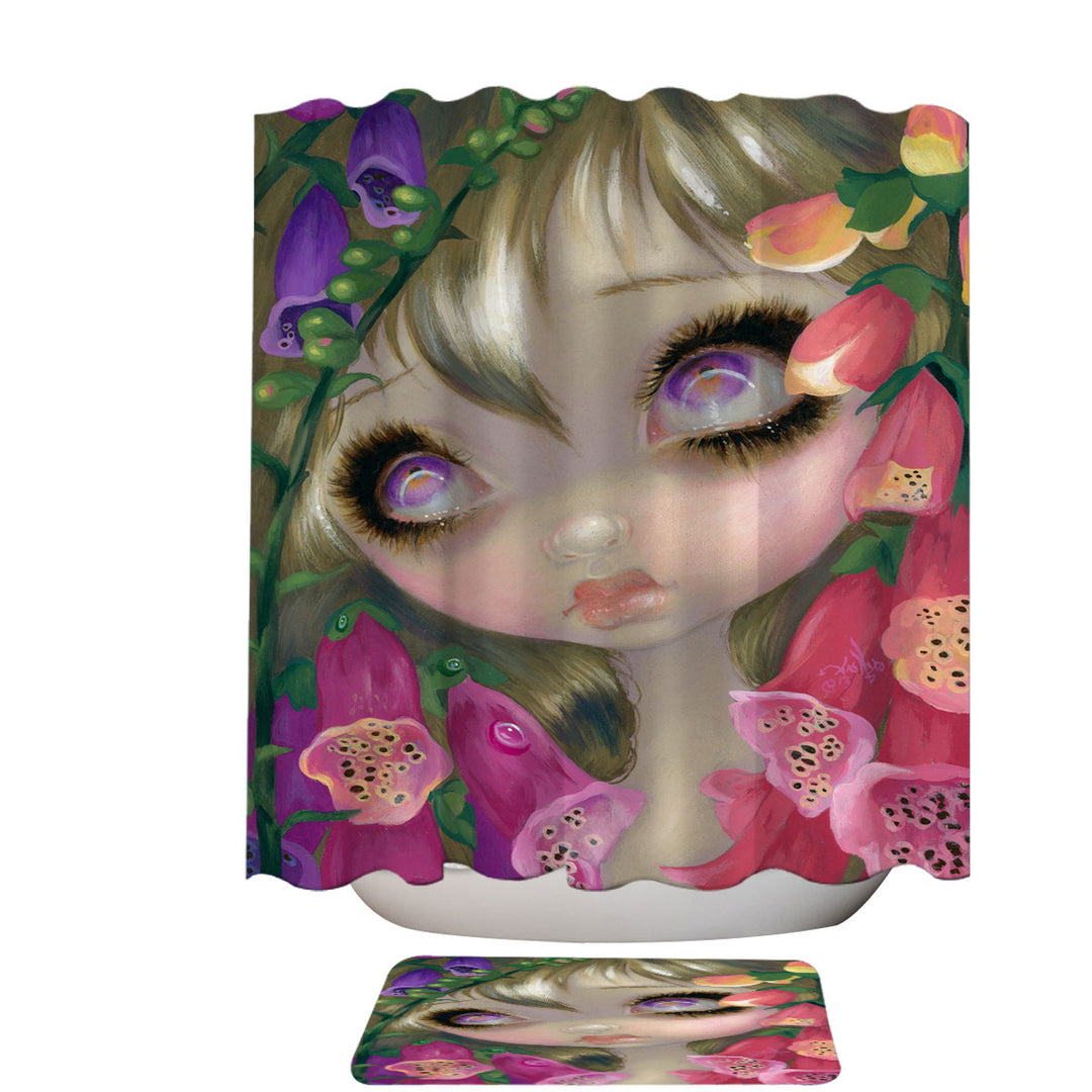 Foxgloves Shower Curtain Poisonous Beauties Foxgloves Girl with Flowers