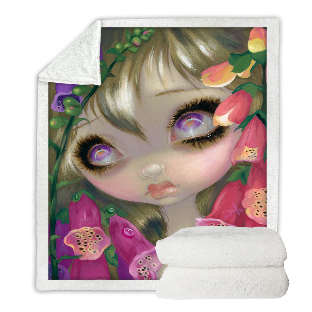 Foxgloves Throw Blanket Poisonous Beauties Foxgloves Girl with Flowers