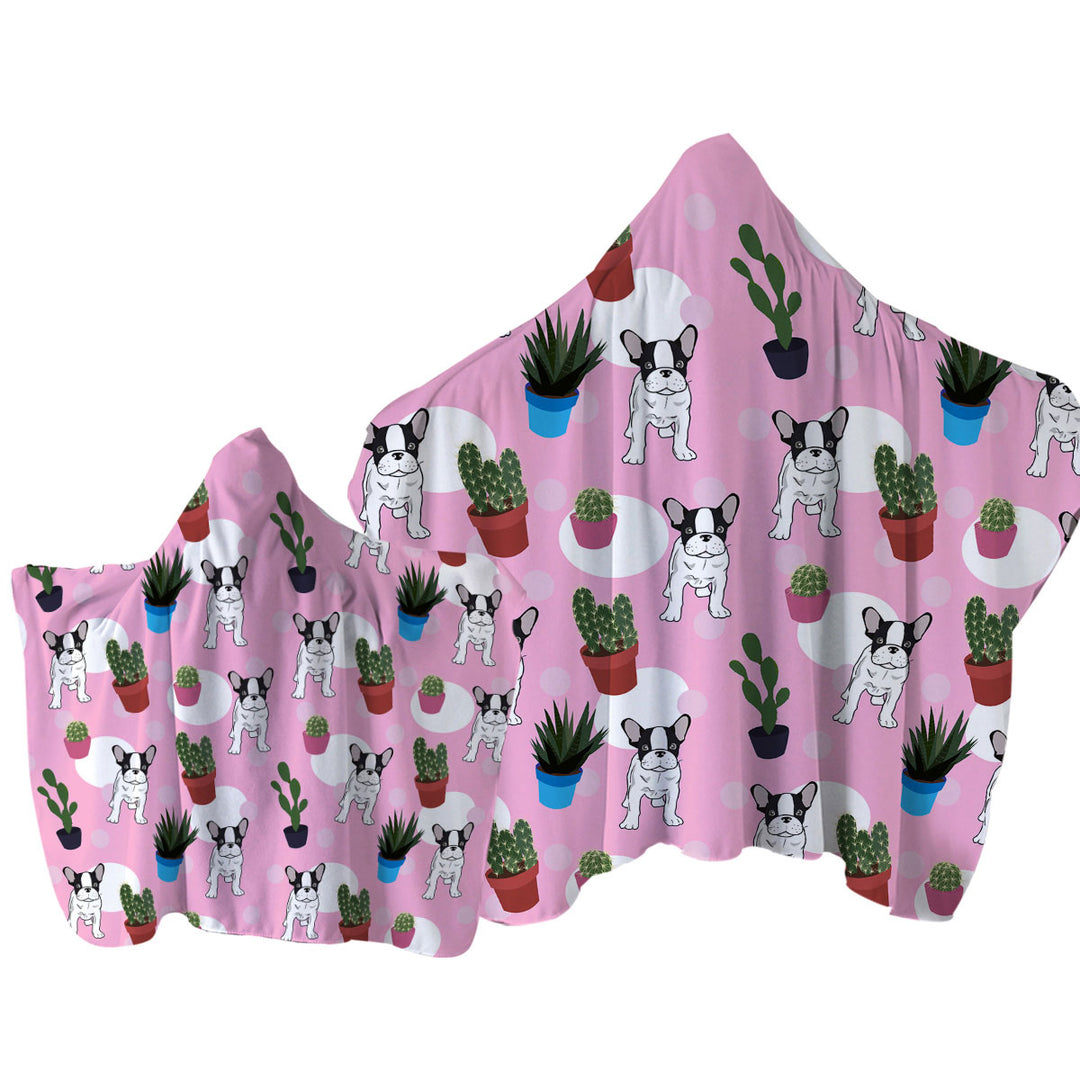 French Bulldog and Cactus Pattern Towel with Hood