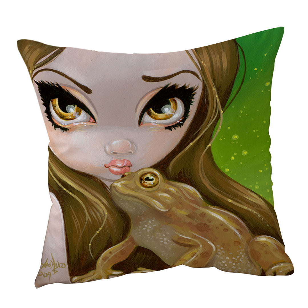 Frog Cushion Cover Faces of Faery _28 Swamp Girl and Frog