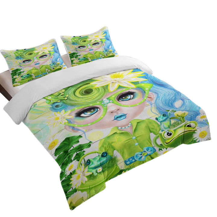 Frog Loving Felecia Munchkinz Gril Duvet Covers King