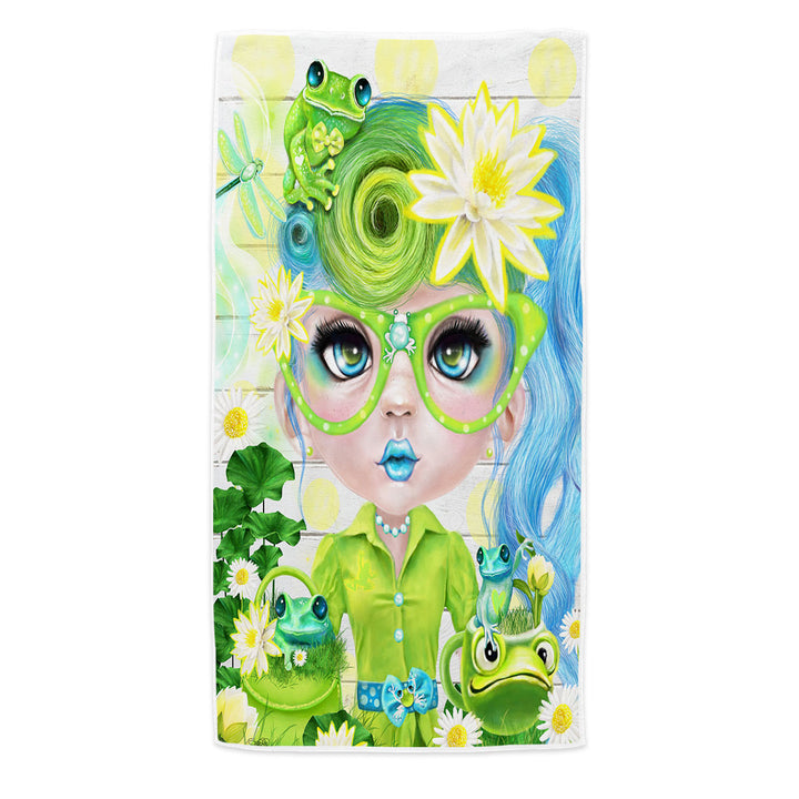 Frog Loving Felecia Munchkinz Gril Lightweight Beach Towel