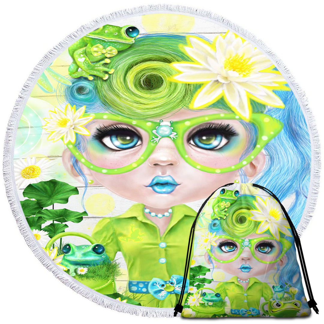 Frog Loving Felecia Munchkinz Gril Round Towel