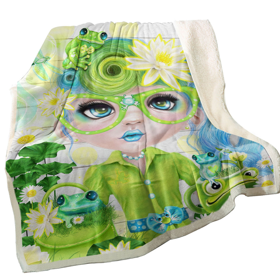 Frog Loving Felecia Munchkinz Gril Throw Blanket