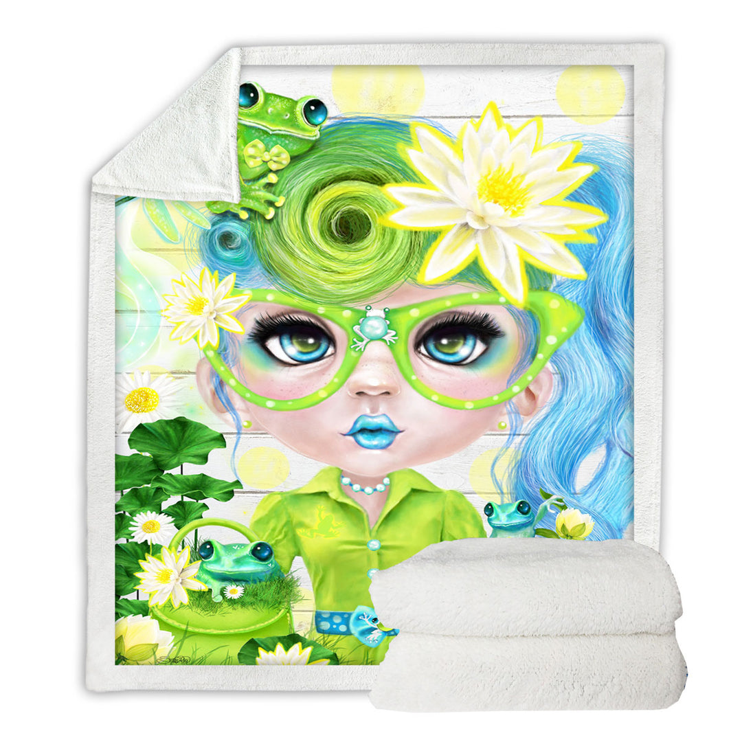 Frog Loving Felecia Munchkinz Gril Throws