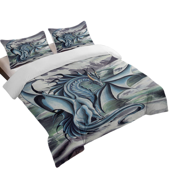 Frostbringer Blue Dragon Drawing Coverlet