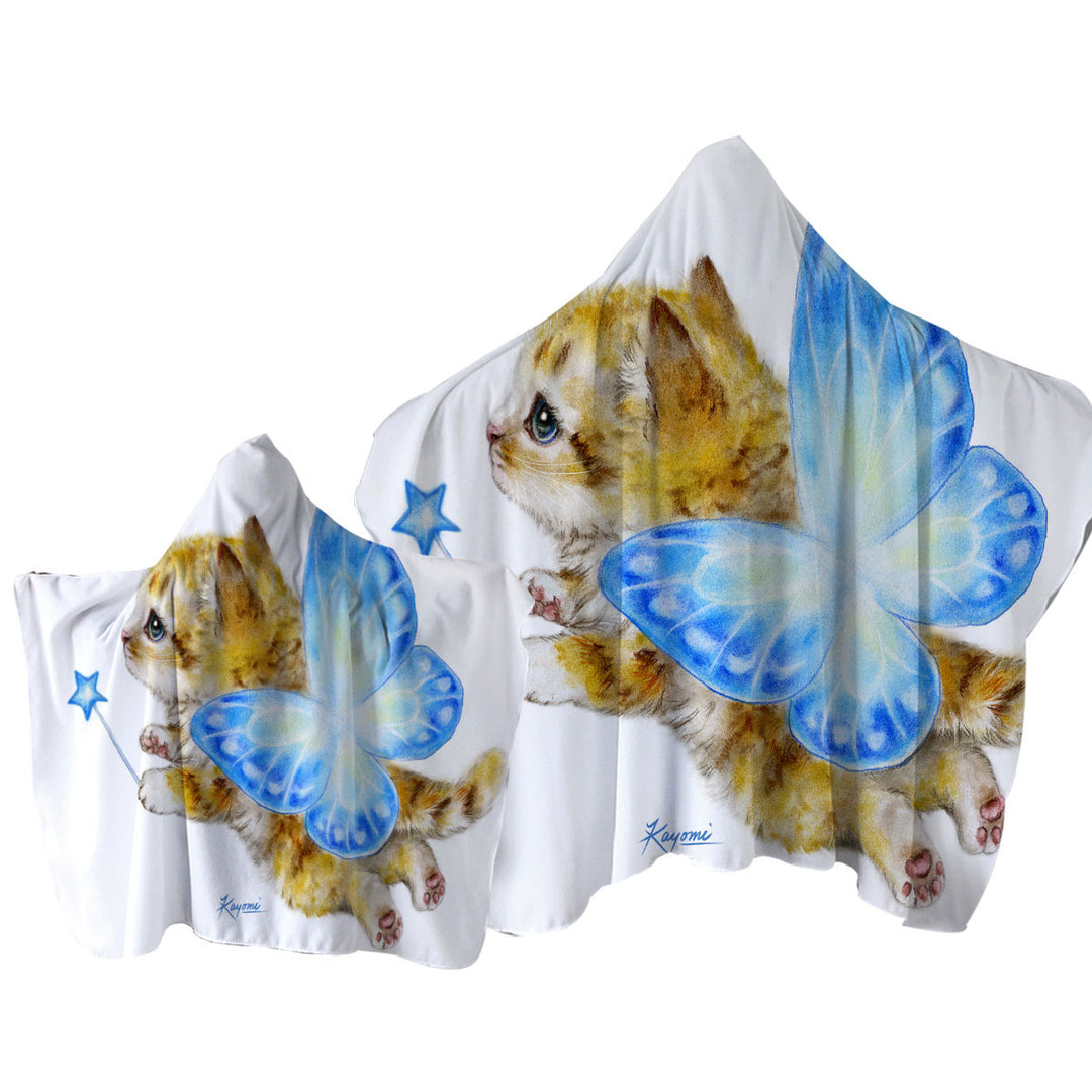 Fun Cats Cute Blue Fairy Kitten Towel with Hood