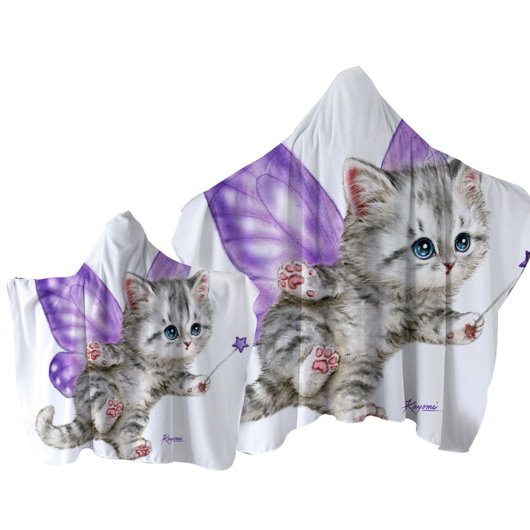 Fun Cats Cute Purple Fairy Kitten Towel with Hood