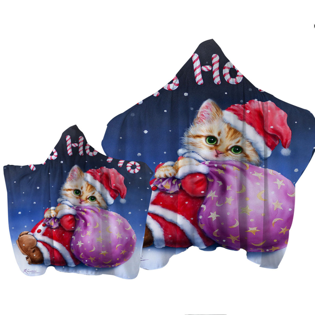 Fun Cute Cat Designs Christmas Santa Kitten Towel Hoodie