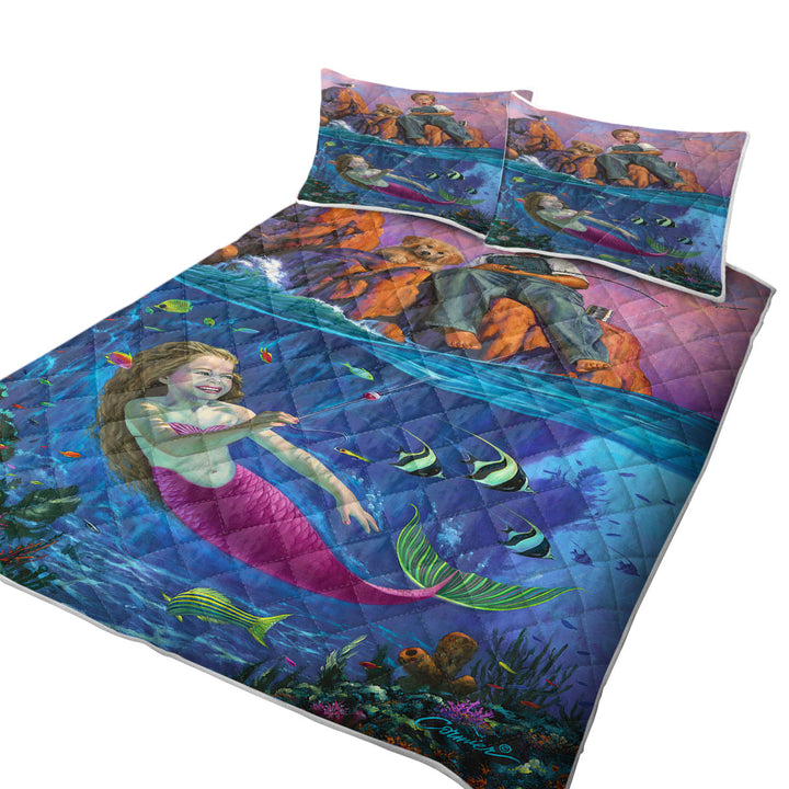 Fun Kids Design Catch of the Day Boy and Mermaid Quilts