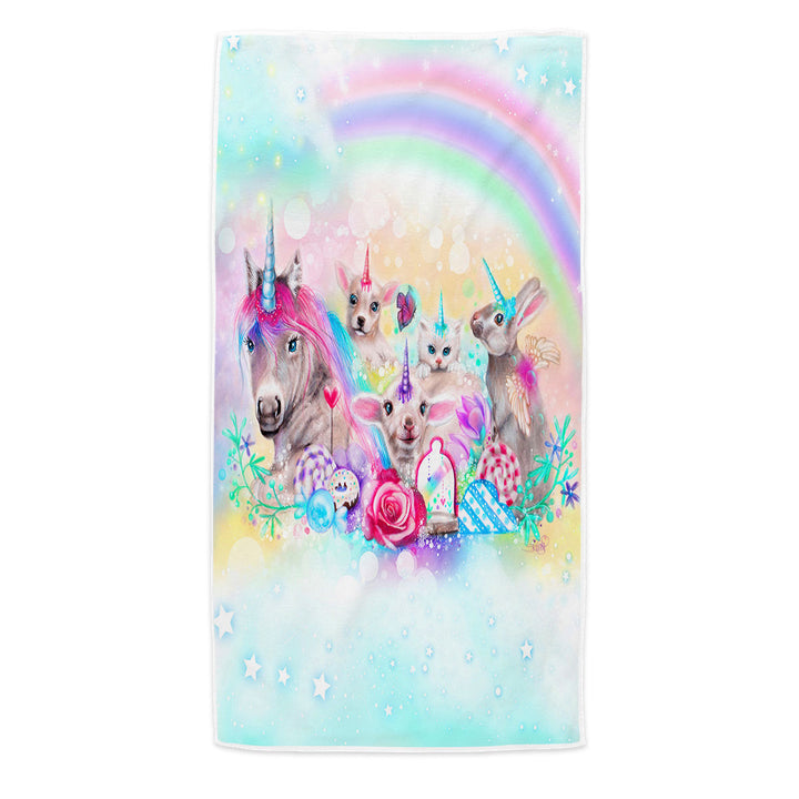 Funny Animals Microfiber Beach Towel We All Just Want to be Unicorns