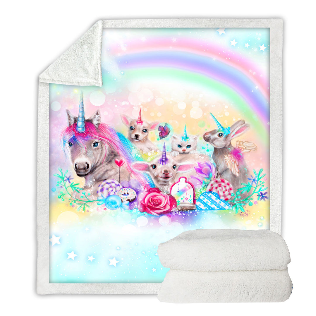 Funny Animals Sherpa Blanket We All Just Want to be Unicorns