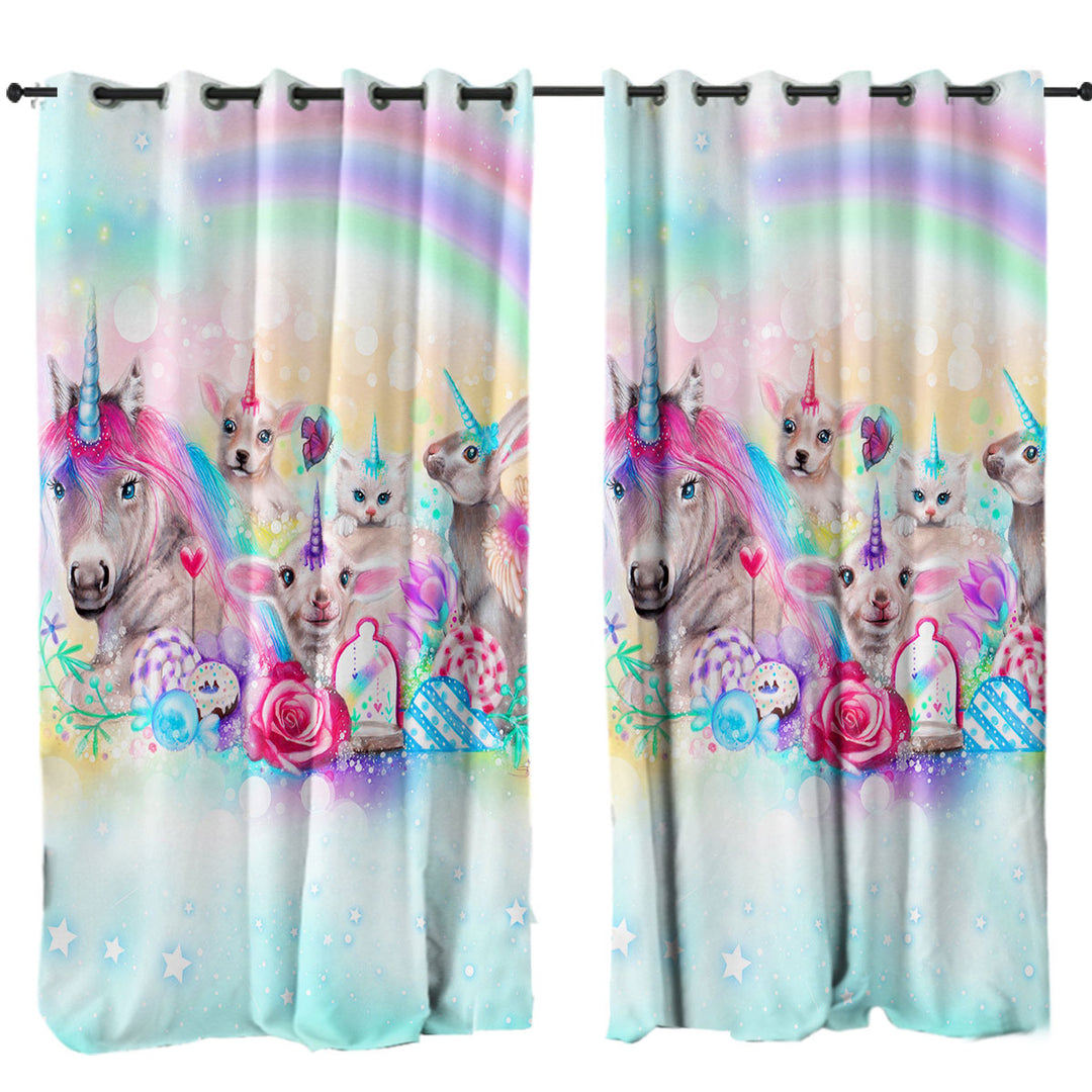 Funny Animals We All Just Want to be Unicorns Curtains for Bedroom