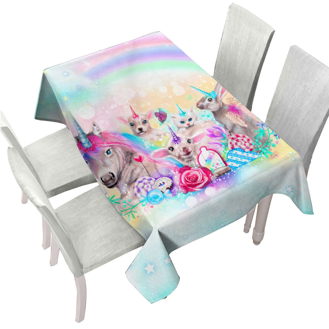 Funny Animals We All Just Want to be Unicorns Tablecloths