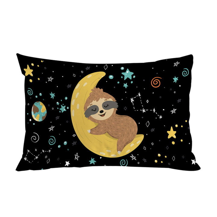 Funny Astronaut Sloth Sleeping on the Moon Pillow Case Covers