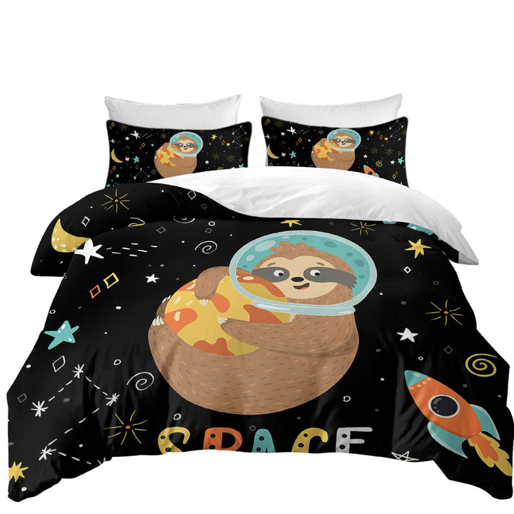 Funny Astronaut Sloth in Space California King Duvet Cover