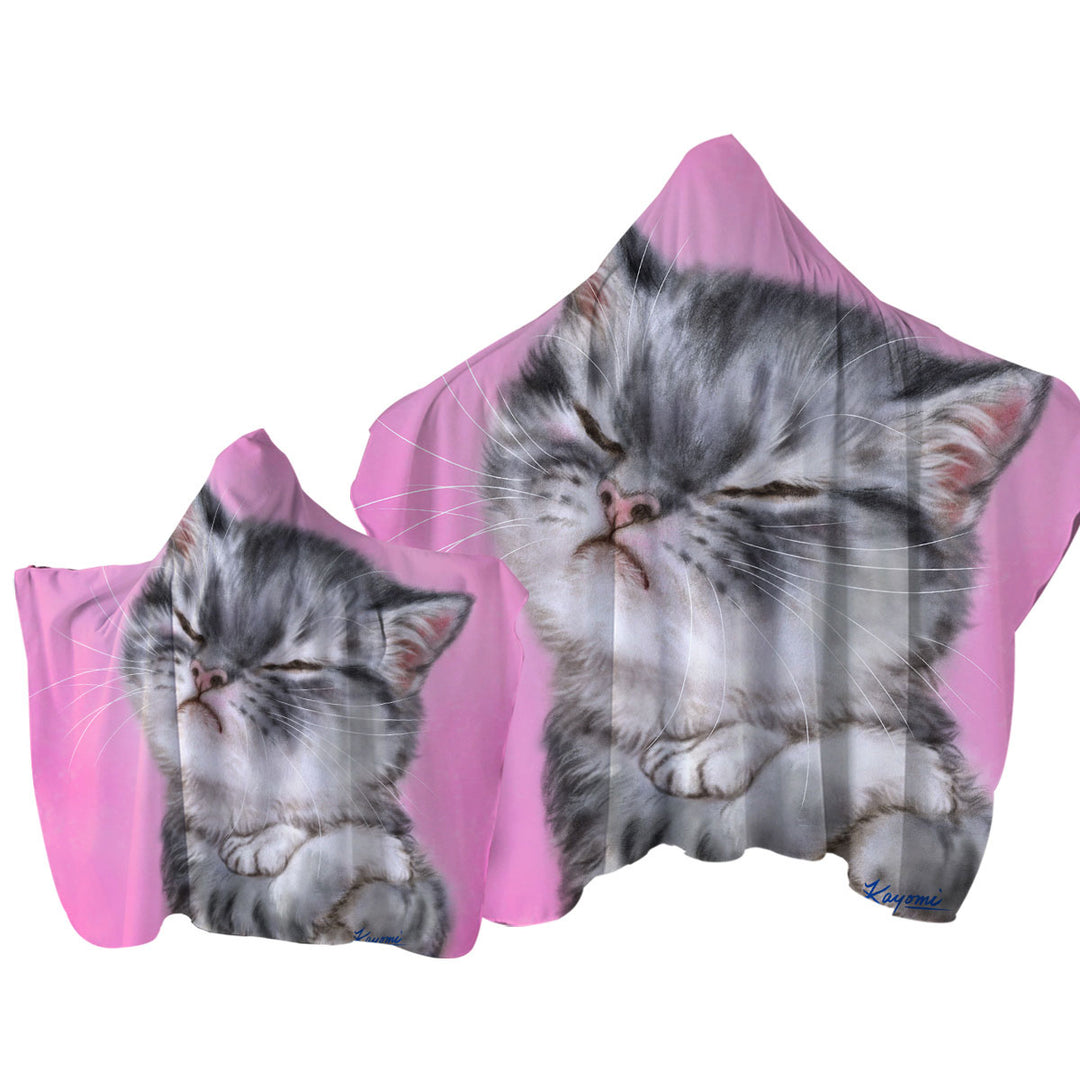 Funny Cats Angry Grey Tabby Kitty Cat Towel Hoodie