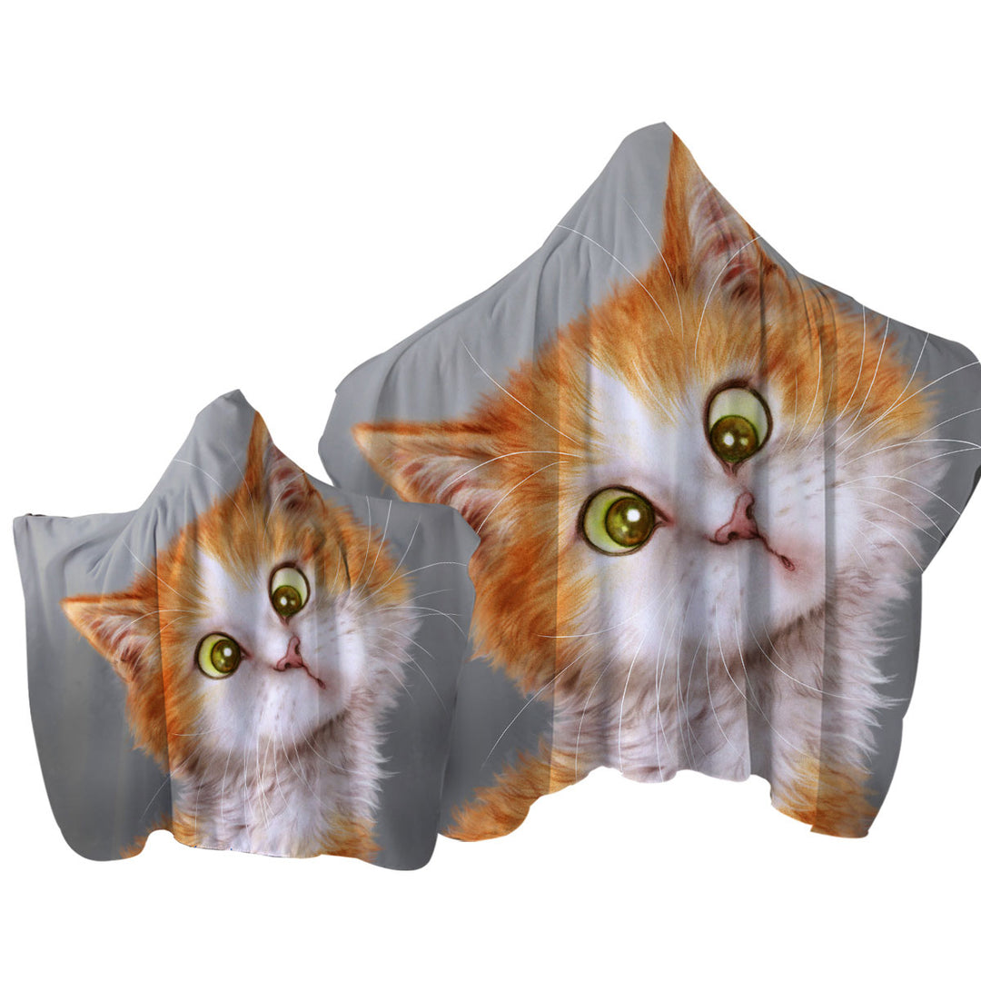 Funny Cats Silly Face Ginger Kitten Towel with Hood