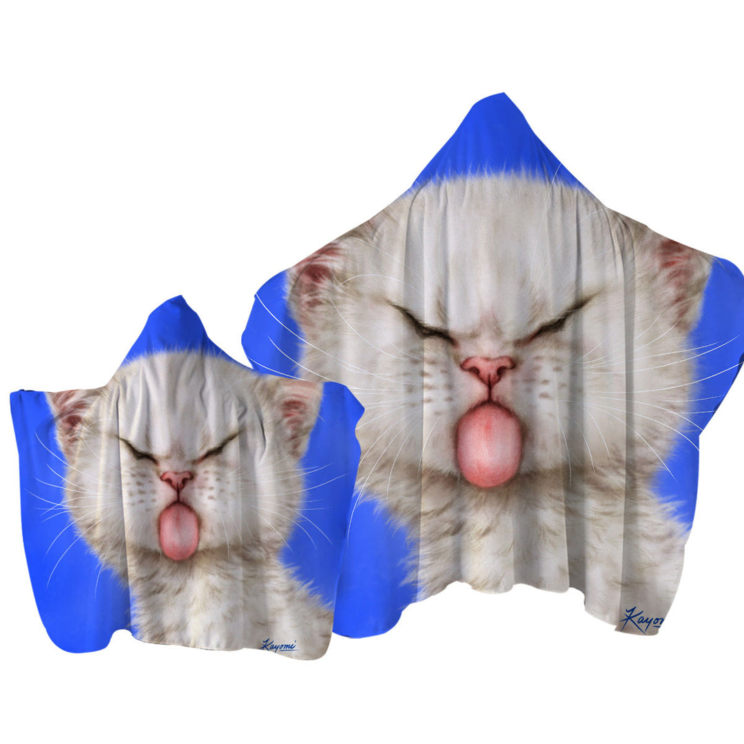 Funny Cats Silly Face Tongue Out Kitten Towel Hoodie