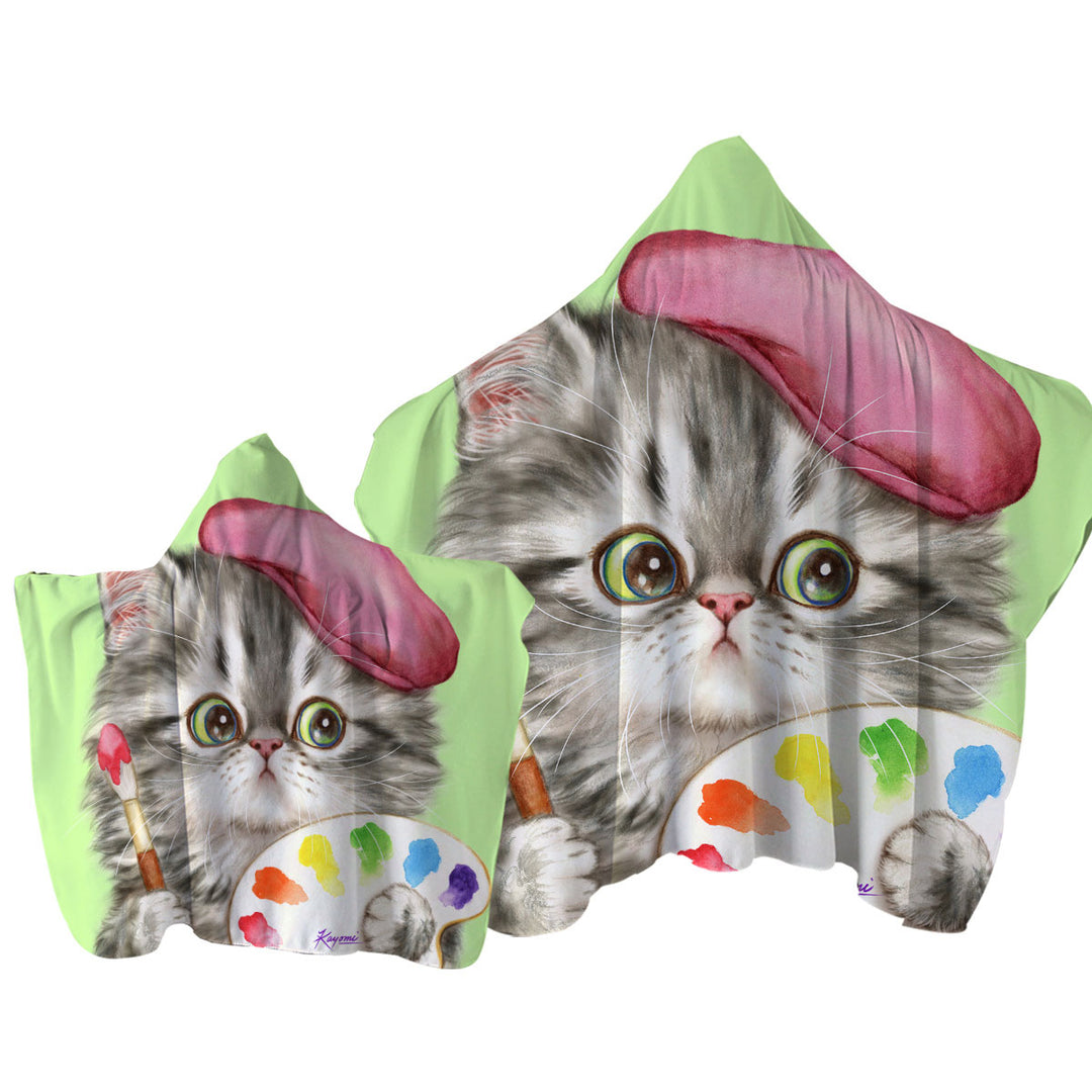 Funny Cats the Girly Kitten Artist Towel Hoodie