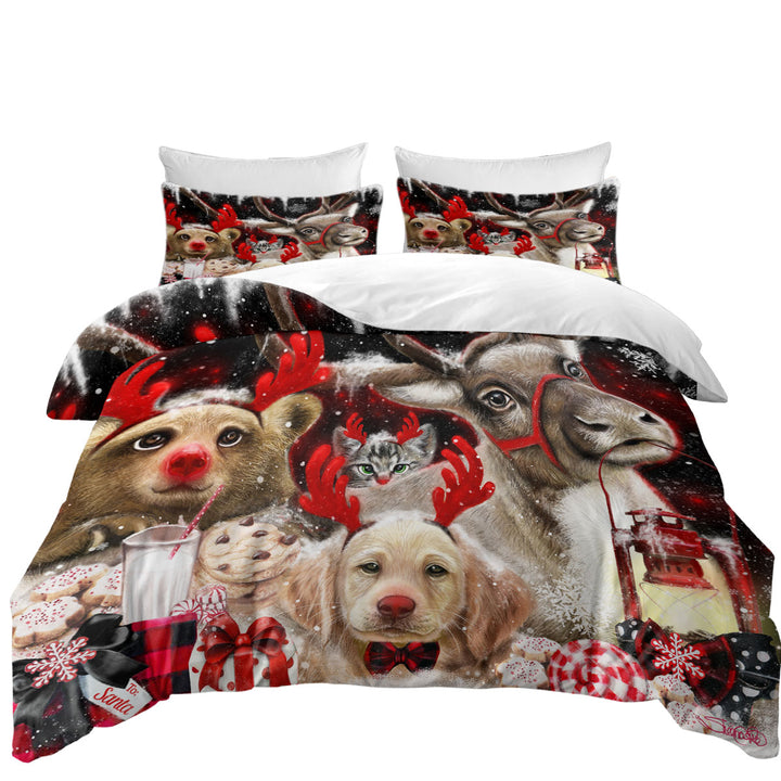 Funny Christmas Santas Reindeer Animals Duvet Covers