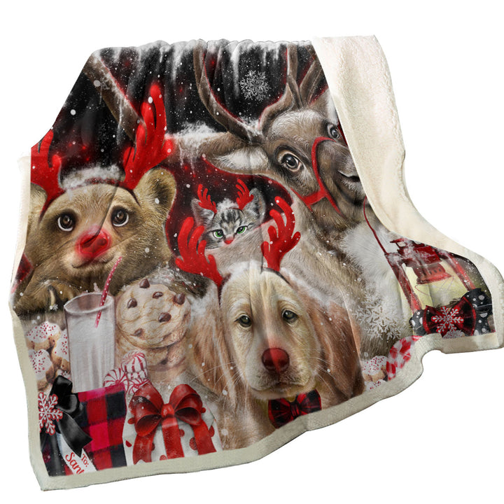 Funny Christmas Throws Santas Reindeer Animals