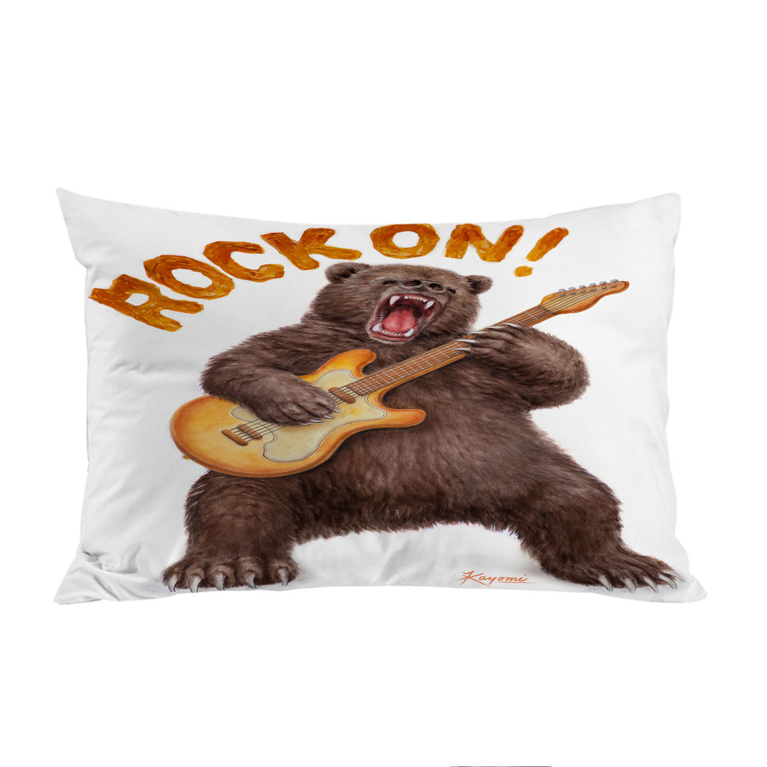 Funny Cool Animal Art Rock on Guitar Bear Bed Covers