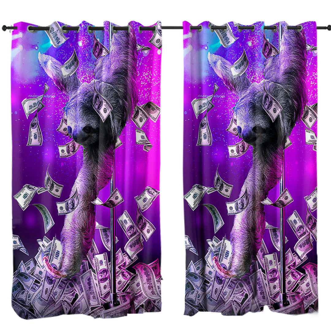 Funny Cool Art Dancing Pole Sloth Dance Custom Drapes