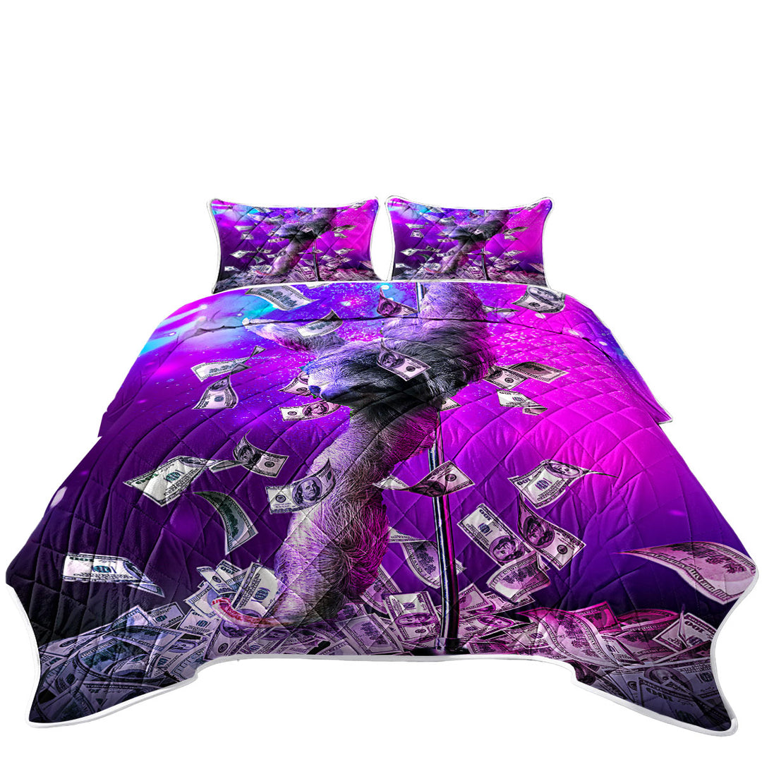 Funny Cool Art Dancing Pole Sloth Dance King Quilt