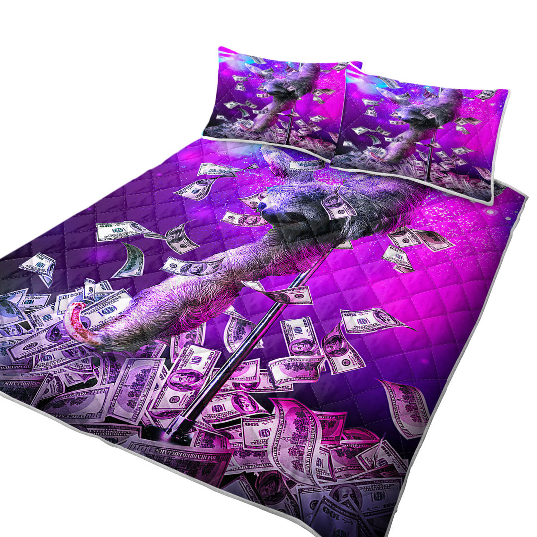 Funny Cool Art Dancing Pole Sloth Dance Quilts for sale