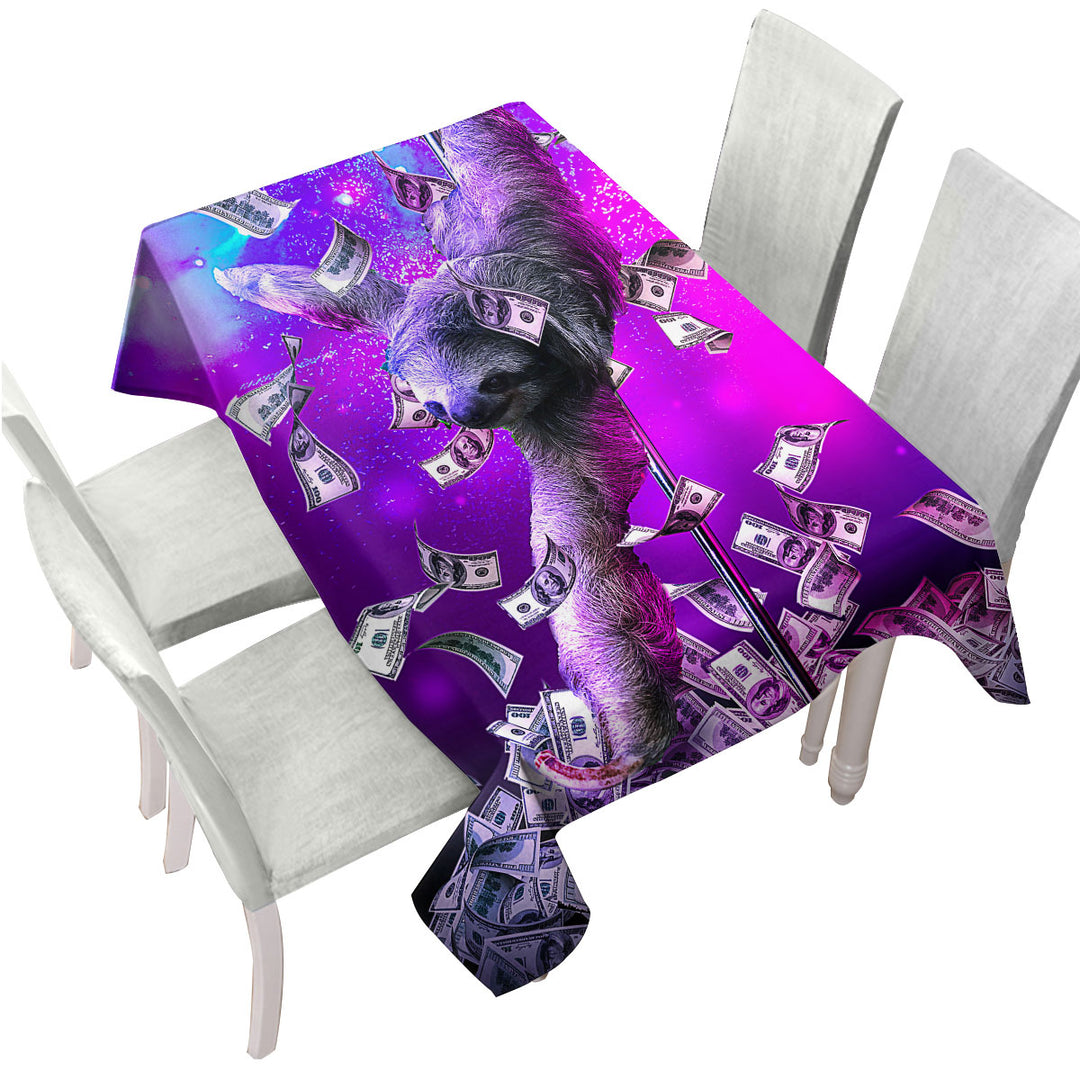 Funny Cool Art Dancing Pole Sloth Dance Table Cover