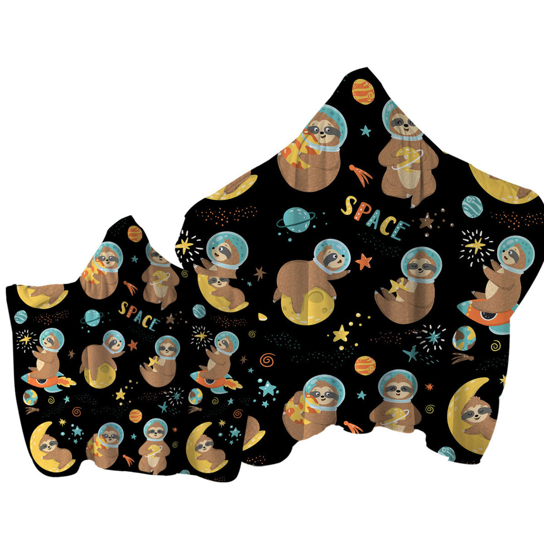 Funny Cool Sloth in Space Towel with Hood