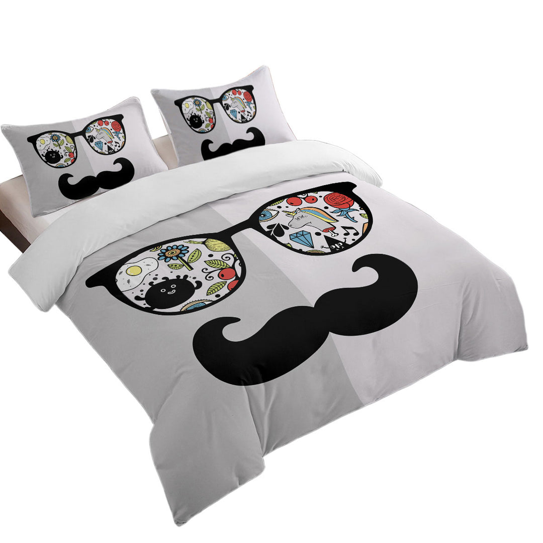 Funny Crazy Drawings on Cool Glasses Best Duvet Covers