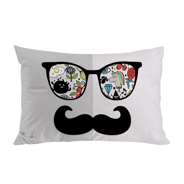 Funny Crazy Drawings on Cool Glasses Pillowcases