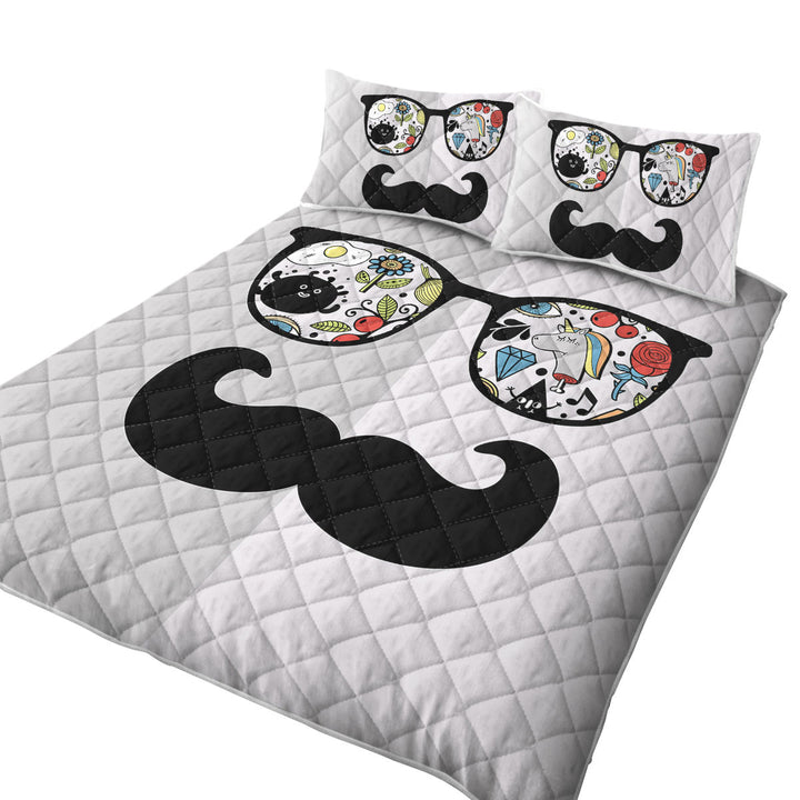 Funny Crazy Drawings on Cool Glasses Quilts