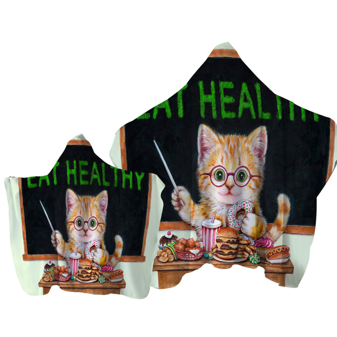 Funny Cute Cats Fast Food Teacher Kitten Towel Hoodie