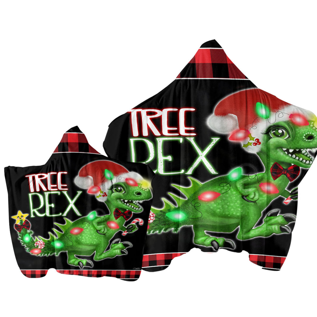 Funny Cute Christmas Dinosaur Tree Rex Towel with Hood