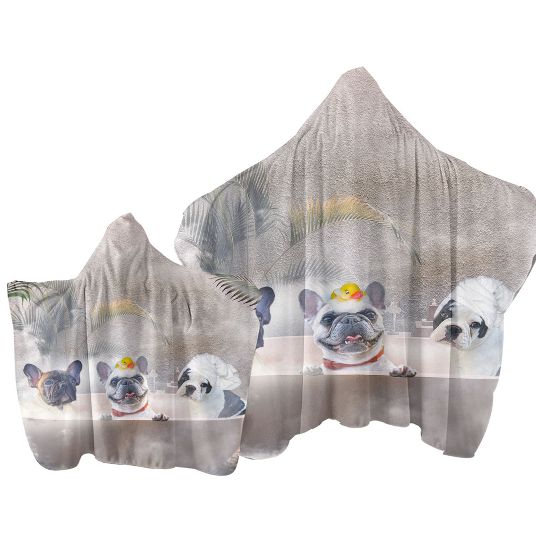 Funny Cute French Bulldog Bath Towel with Hood