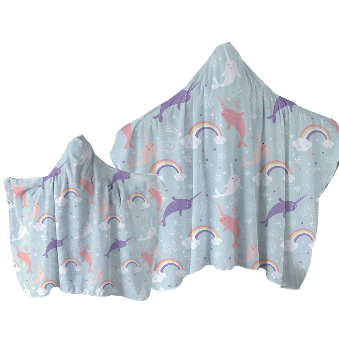 Funny Cute Rainbow Unicorn Dolphin for Kids Towel Hoodie