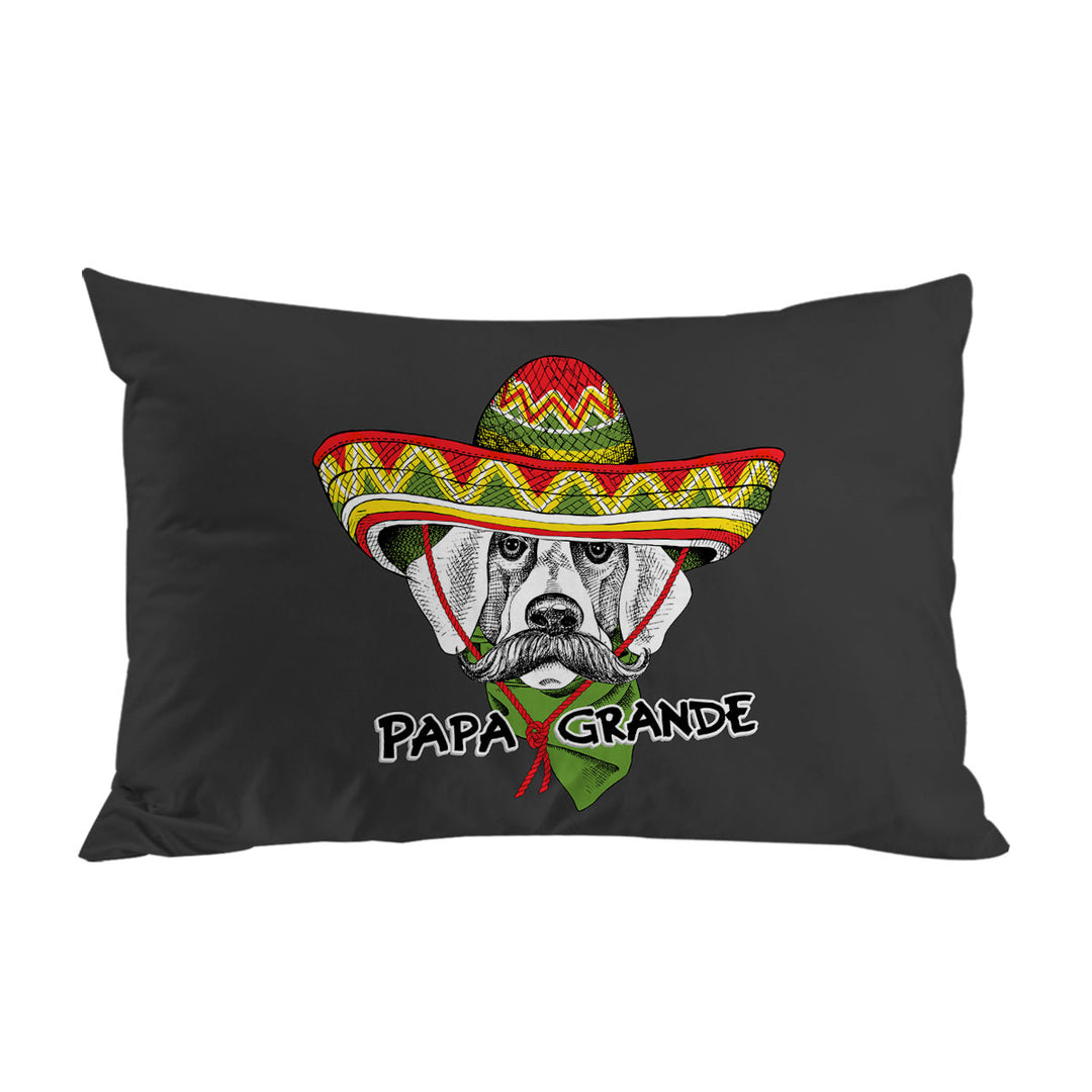 Funny Drawing Mexican Dog Wearing Sombrero Pillow Case Covers