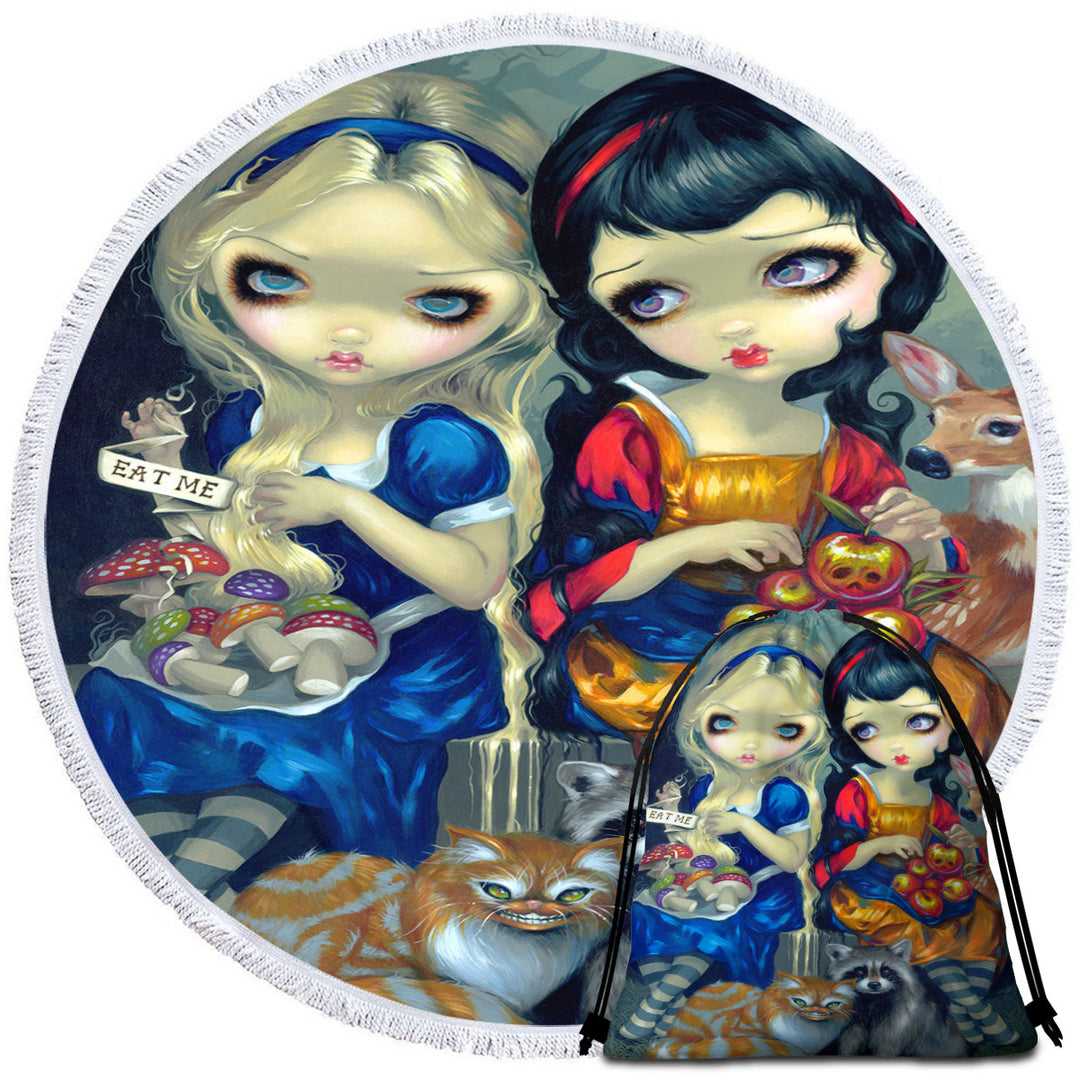 Funny Fantasy Art Alice and Snow White Beautiful Beach Towels