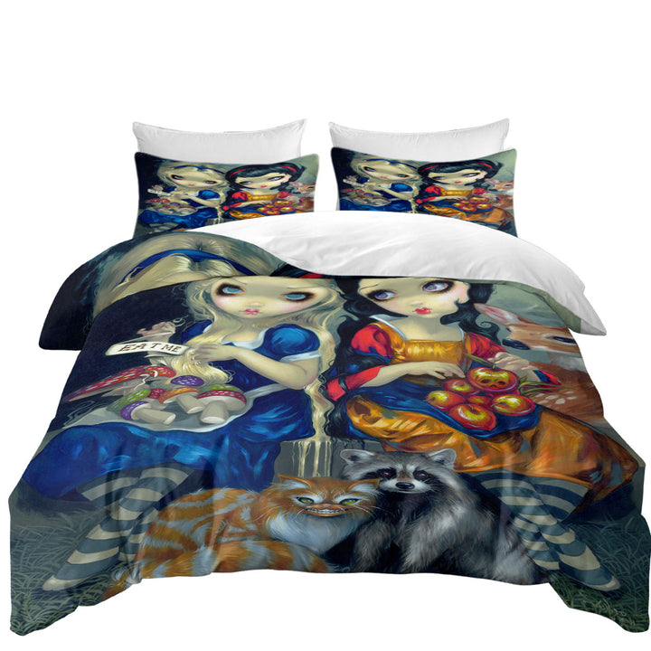 Funny Fantasy Art Alice and Snow White Coverlet