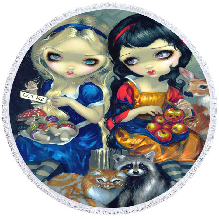 Funny Fantasy Art Alice and Snow White Microfibre Beach Towels