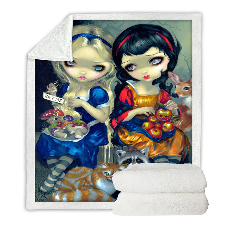 Funny Fantasy Art Alice and Snow White Sherpa Blanket