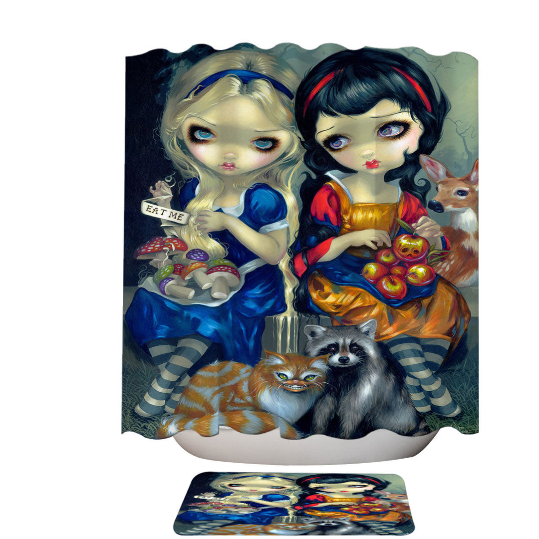 Funny Fantasy Art Alice and Snow White Shower Curtains