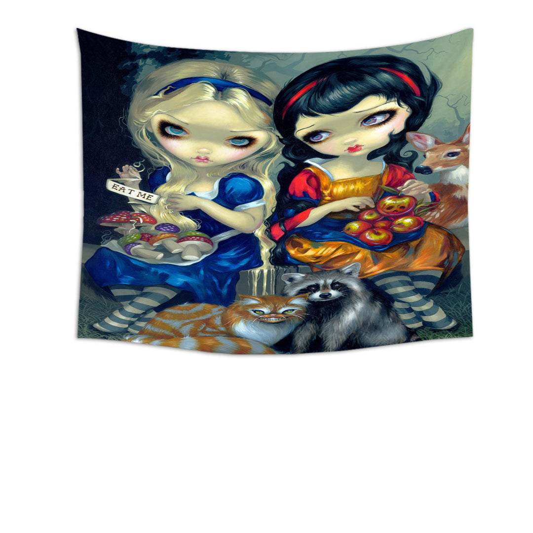 Funny Fantasy Art Alice and Snow White Tapestry Wall Decor