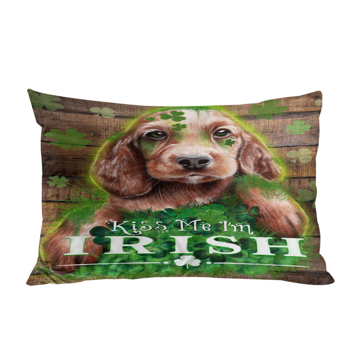 Funny Green Clover Kiss me I_m Irish Puppy Bed Covers