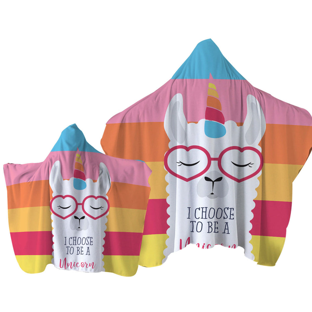 Funny Llama Unicorn Hooded Beach Towel