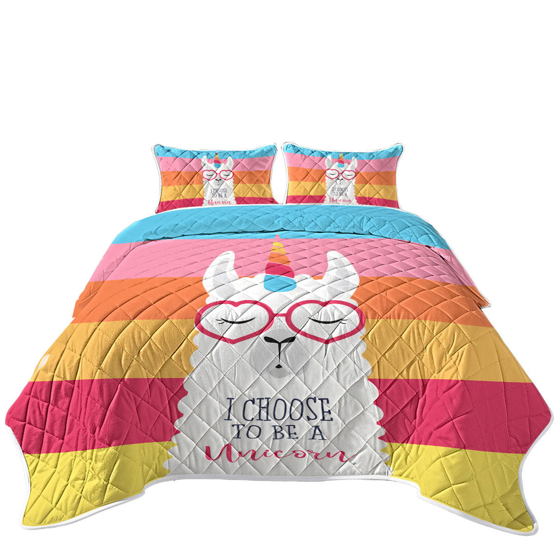 Funny Llama Unicorn Quilt